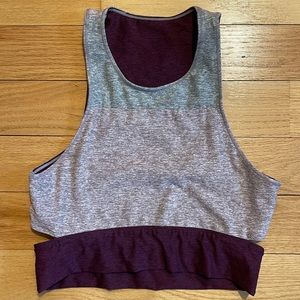 Outdoor voices grey/purple/mauve sports bra with cutouts